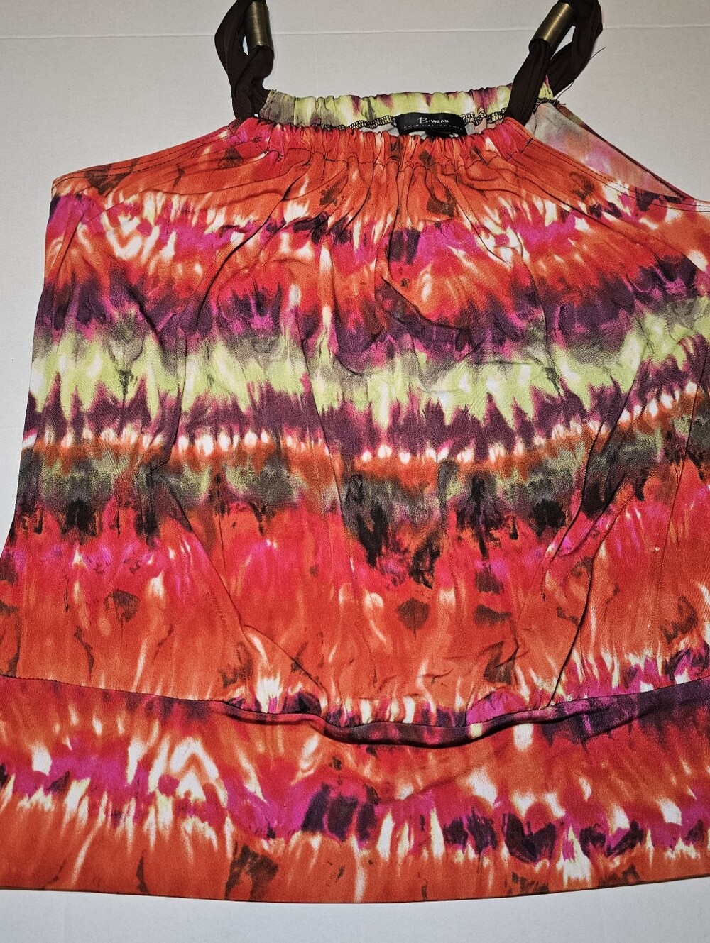 B Wear Byer California Vintage Y2K Tank Top Size L Stretchy Boho Metal USA Made
